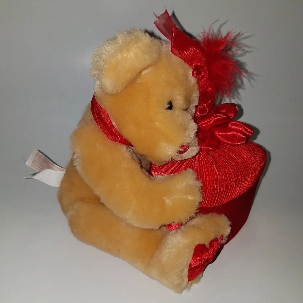 Dan Dee Valentine's Day Brown Teddy Bear Plush Red Heart Gift Box Stuffed Toy